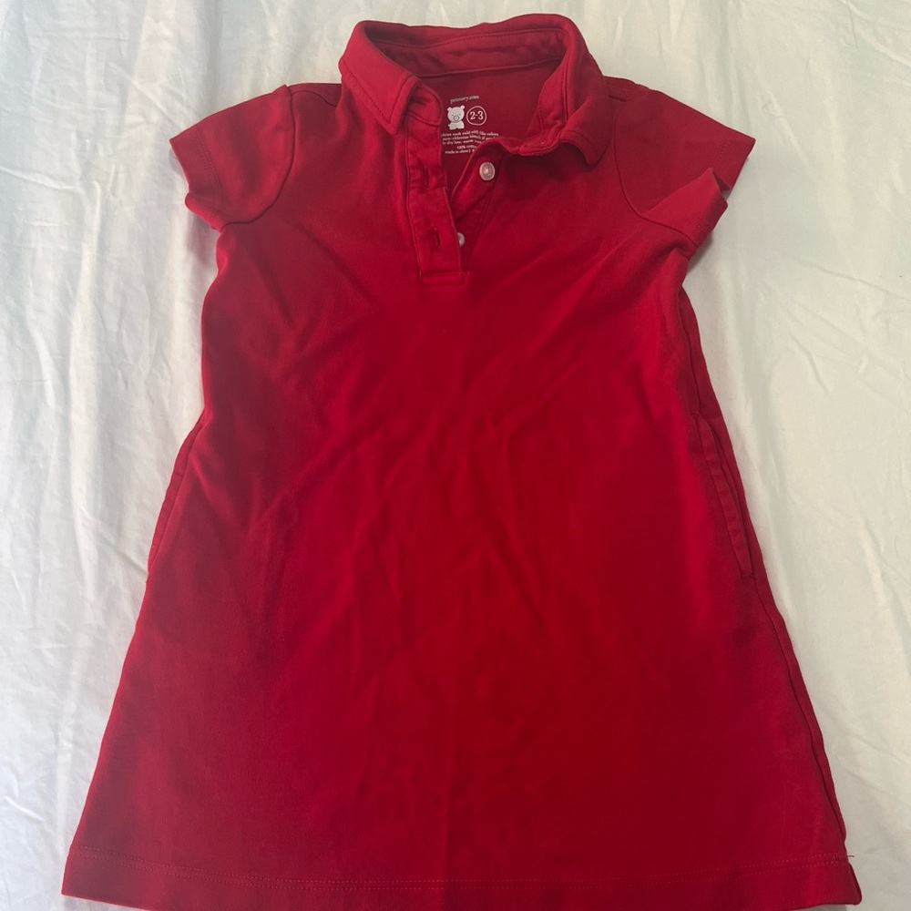 Red collared uniform dress w/ kick shorts ❤️
